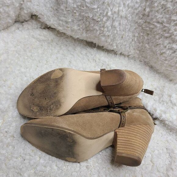 Yellow Box Mandy Western Inspired Tan Suede Leather Harness Bootie sz‎ 8.5 - Picture 6 of 7
